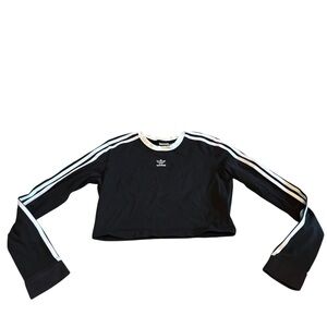 Adidas originals Black and White Striped Crop Top